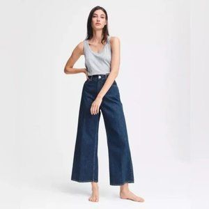 Rag & Bone Maya high-rise ankle wide leg dark wash denim jeans